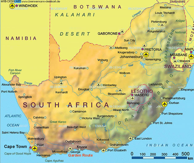 Southern Africa - Topography